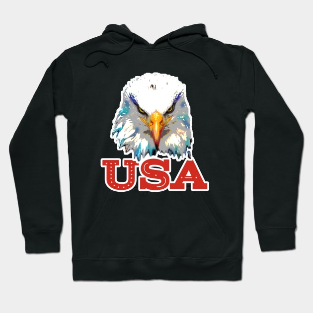 Red USA Eagle Head Hoodie by Coron na na 